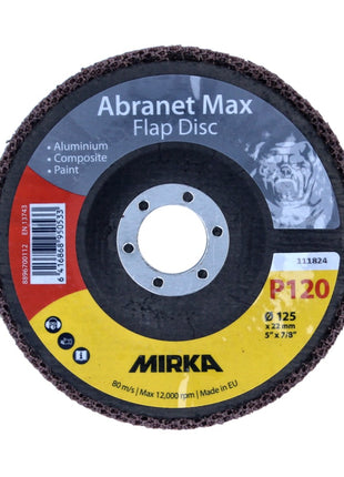 Mirka Abranet Max Flap disc T29 Set 125 mm 22 mm ALOX 120 20 Stück ( 20x 8896700112 ) Fächerscheibe für Aluminium, Verbundstoffe, Lack - Toolbrothers