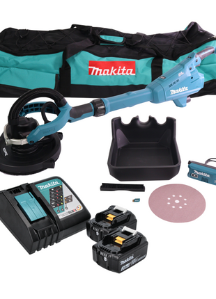 Makita DSL 800 RFX Akku Langhalsschleifer 18 V 225 mm Brushless + 2x Akku 3,0 Ah + Ladegerät + Zubehör + Tasche