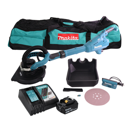 Makita DSL 800 RT1X Akku Langhalsschleifer 18 V 225 mm Brushless + 1x Akku 5,0 Ah + Ladegerät + Zubehör + Tasche