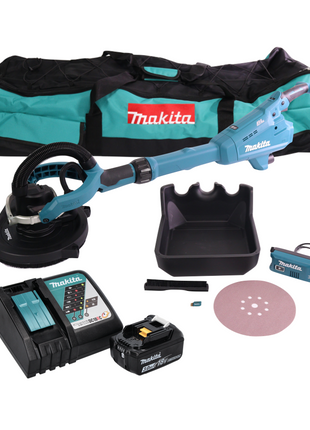 Lijadora de cuello largo a batería Makita DSL 800 RF1X 18 V 225 mm sin escobillas + 1x batería 3,0 Ah + cargador + accesorios + bolsa