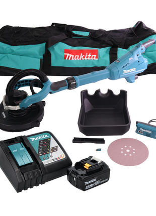 Makita DSL 800 RG1X Akku Langhalsschleifer 18 V 225 mm Brushless + 1x Akku 6,0 Ah + Ladegerät + Zubehör + Tasche