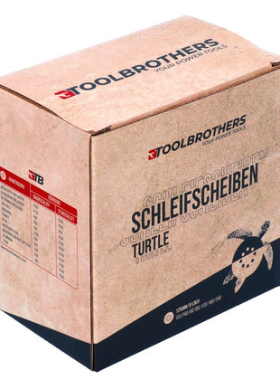 Toolbrothers TURTLE Schleifset 125mm Klett 8 Loch je 10x P40 / P60 / P80 / P120 / P180 / P240 für Hartholz, Weichholz, Lack, Stein, Stahl, Aluminium, Furnier - Toolbrothers