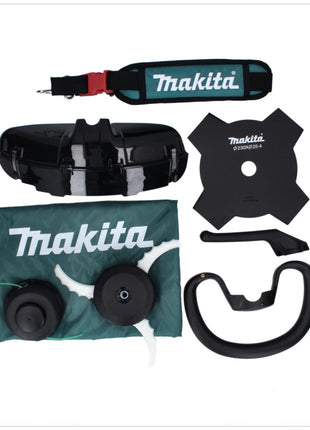 Makita UR 003 GZ01 Akku Freischneider 40 V Brushless IPX4 + Schultergurt + Messerkopf + Fadenkopf + Schlagmesser + Tasche - ohne Akku, ohne Ladegerät