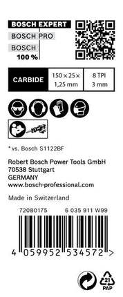 Bosch EXPERT Thick Tough Metal S 955 CHC Lama per seghetto alternativo 150 mm 10 pz. ( 2608900367 ) Carbide Technology