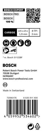 Bosch EXPERT Thick Tough Metal S 1155 CHC Lama per seghetto alternativo 225 mm 10 pz. ( 2608900370 ) Tecnologia al carburo