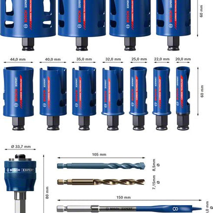 Bosch EXPERT Set Seghe a tazza Construction Material 20 - 76 mm ( 2608900489 ) 15 pz., Carburo - Successore del 2608580870