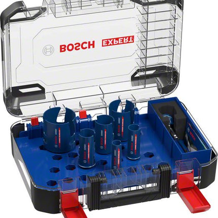 Bosch Expert Construction Material Lochsägen Set 10 tlg. 20 / 25 / 32 / 38 / 51 / 64 x 60 mm ( 2608900490 ) Carbide Technology für Dreh- und Schlagbohrer