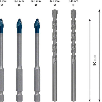 Bosch EXPERT HEX-9 HardCeramic Bohrer Mixed Set 6,0 mm 5 tlg. ( 2608900596 ) Carbide Technology - Toolbrothers