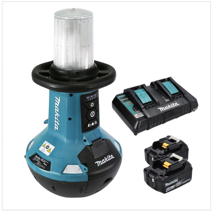 Makita DML 810 PM lampada LED a batteria 18 / 36 V ( 2 x 18 V ) 5500 lm IP54 + 2x batteria 4,0 Ah + doppio caricabatterie
