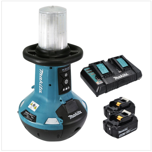 Makita DML 810 PM lampada LED a batteria 18 / 36 V ( 2 x 18 V ) 5500 lm IP54 + 2x batteria 4,0 Ah + doppio caricabatterie