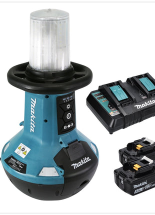 Makita DML 810 PT Akku LED Flächenlicht 18 / 36 V ( 2 x 18 V ) 5500 lm IP54 + 2x Akku 5,0 Ah + Doppelladegerät