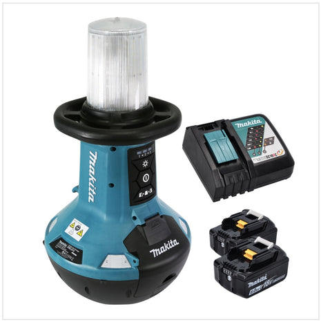 Makita DML 810 RG Eclaireur de surface sans fil avec LED 18/36 V (2 x 18 V) 5500 lm IP54 + 2x Batteries 6,0 Ah + Chargeur