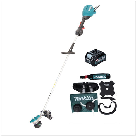 Makita UR 003 GD101 débroussailleuse sur batterie 40 V brushless IPX4 + batterie 2,5 Ah + bandoulière + tête de couteau + tête de fil + couteau à mouche + sac - sans chargeur