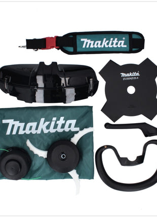 Makita UR 003 GM201 Akku Freischneider 40 V Brushless IPX4 + 2x Akku 4,0 Ah + Ladegerät + Schultergurt + Messerkopf + Fadenkopf + Schlagmesser + Tasche