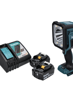 Makita DML 812 RF Lampe de chantier avec LED 18 V 1250 lm + 2x Batteries 3,0 Ah + Chargeur