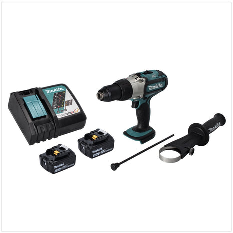 Makita DHP451RT Perceuse-visseuse à percussion 80Nm 18V + 2x Batteries 5,0 Ah + Chargeur