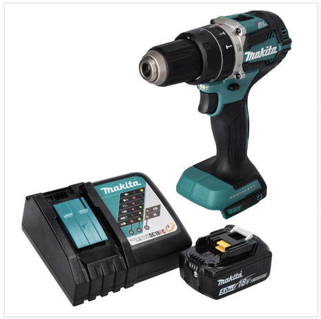 Taladro percutor inalámbrico Makita DHP 484 RT1 18 V 54 Nm sin escobillas + 1x batería 5,0 Ah + cargador