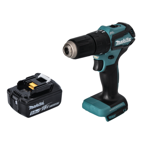 Trapano avvitatore a percussione senza filo Makita DHP 483 T1 18 V 40 Nm Brushless + 1x batteria 5,0 Ah - senza caricabatterie