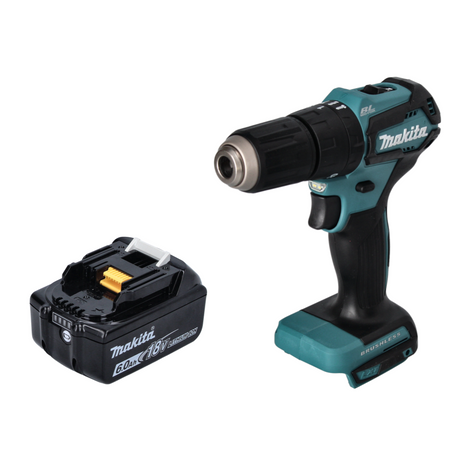 Makita DHP 483 G1 Perceuse-visseuse à percussion sans fil 18 V 40 Nm Brushless + 1x Batterie 6,0 Ah - sans chargeur