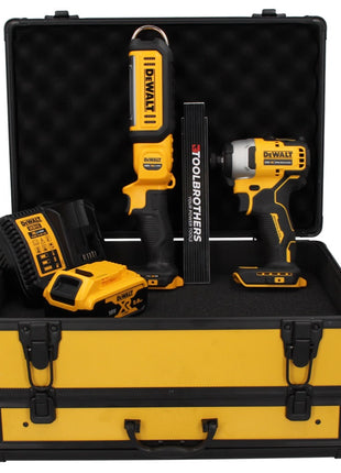 DeWalt DCF 809 P1 TX Akku Schlagschrauber 18 V Brushless + DCL 050 Akku Lampe 18 V + 1x Akku 5,0 Ah + Ladegerät + Gliedermaßstab + TX Koffer