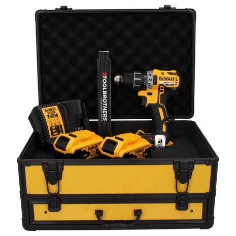 Taladro atornillador inalámbrico DeWalt DCD 791 P2 TX 18 V 70 Nm sin escobillas + 2x baterías 5,0 Ah + cargador + metro plegable + maletín TX