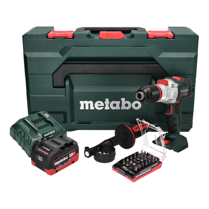 Metabo SB 18 LTX BL I Akku Schlagbohrschrauber 18 V 130 Nm Brushless + 1x Akku 5,5 Ah + Ladegerät + 32 tlg. Bit Set + metaBOX