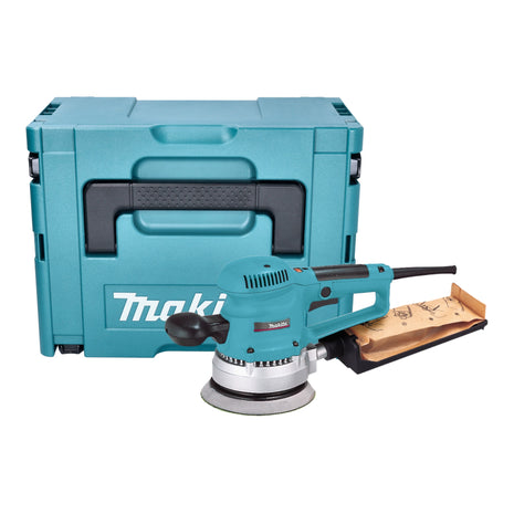 Lijadora excéntrica Makita BO 6030 JX 310 vatios 150 mm + papel de lija + Makpac