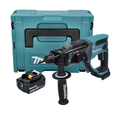 Makita DHR 202 M1J Marteau perforateur burineur sans fil 18 V 2,0 J SDS Plus + 1x batterie 4,0 Ah + Makpac - sans kit chargeur