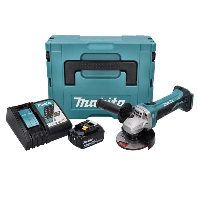 Makita DGA 452 RG1J Smerigliatrice angolare a batteria 18 V 115 mm + 1x batteria ricaricabile 6,0 Ah + caricabatterie + Makpac