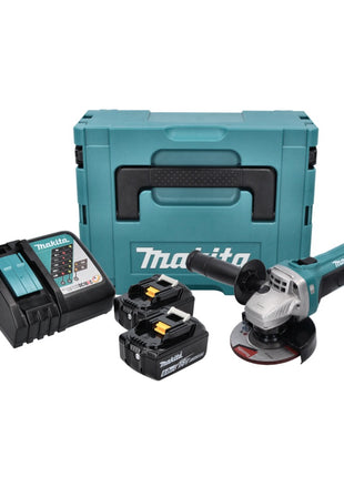 Makita DGA 452 RGJ Akku Winkelschleifer 18 V 115 mm + 2x Akku 6,0 Ah + Ladegerät + Makpac