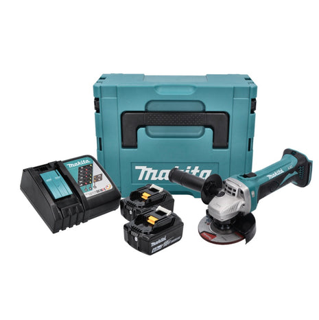 Makita DGA 452 RGJ Meuleuse d'angle sans fil 18 V 115 mm + 2x Batteries 6,0 Ah + Chargeur + Coffret Makpac