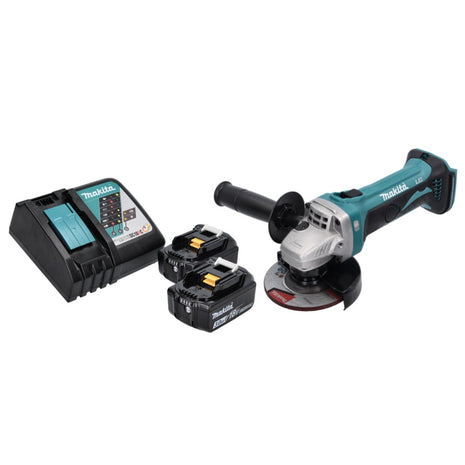 Amoladora angular a batería Makita DGA 452 RF 18 V 115 mm + 2x baterías 3,0 Ah + cargador