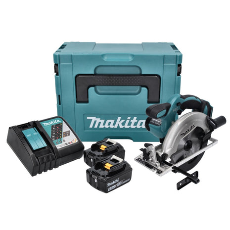 Sega circolare a batteria Makita DSS 611 RGJ 18 V 165 mm + 2 batterie da 6,0 Ah + caricabatterie + valigetta Makpac