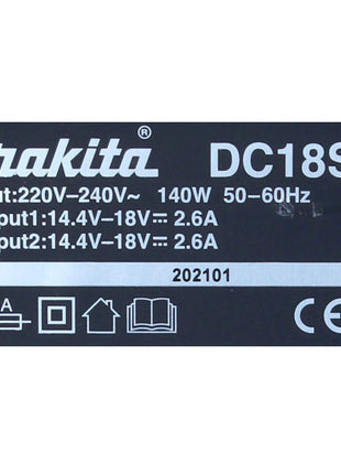 Podwójna ładowarka Makita DC 18 SH 2x 14,4 V 2x 18 V ( 36 V ) LXT ( 199687-4 ) Prąd ładowania 2,6 ampera