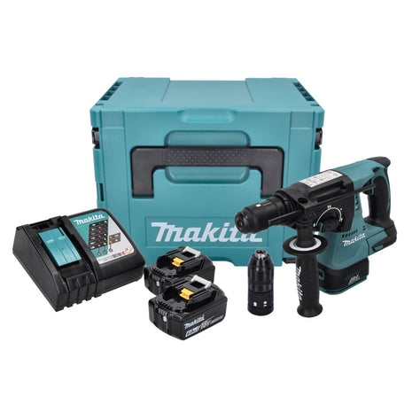 Taladro percutor a batería Makita DHR 243 RGJ 18 V 2,0 J SDS plus sin escobillas + 2x batería 6,0 Ah + cargador + Makpac