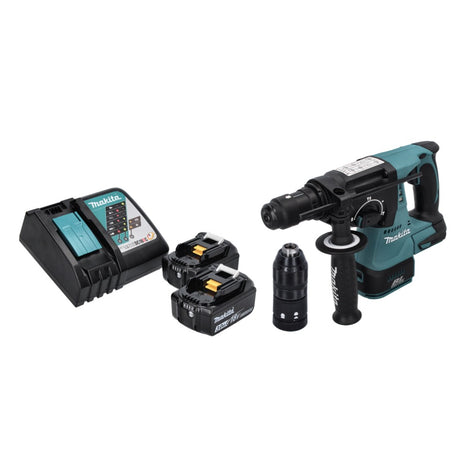 Makita DHR 243 RF Marteau perforateur sans fil 18 V SDS plus Brushless + 2x batterie 3,0 Ah + chargeur