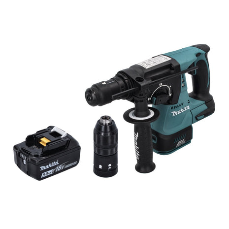 Taladro percutor a batería Makita DHR 243 T1 18 V SDS plus sin escobillas + 1x batería 5,0 Ah - sin cargador