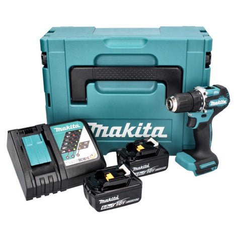 Makita DDF 487 RGJ Akku Bohrschrauber 18 V 40 Nm Brushless + 2x Akku 6,0 Ah + Ladegerät + Makpac - Toolbrothers