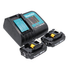 Makita Power Source Kit 18 V : 2x BL 1820 B Batteries 2,0 Ah + DC 18 SD Chargeur (197254-9) (194533-6)