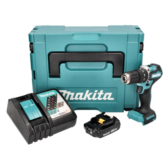 Makita DHP 487 RA1J trapano a percussione a batteria 18 V 40 Nm brushless + 1x batteria ricaricabile 2,0 Ah + caricabatterie + Makpac