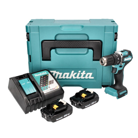 Makita DHP 487 RAJ trapano a percussione a batteria 18 V 40 Nm brushless + 2x batteria ricaricabile 2,0 Ah + caricabatterie + Makpac