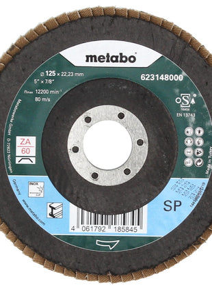 Metabo Lamellenschleifteller Fächerscheibe P 60 125 mm 22,23 mm ( 10 x 623148000 ) für Winkelschleifer