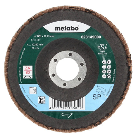 Metabo Lamellenschleifteller Fächerscheibe P 80 125 mm 22,23 mm  ( 10 x 623149000 ) für Winkelschleifer