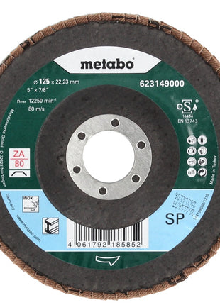 Metabo Plateau abrasif à lamelles P 80 - 125 mm - 22,23 mm pour meuleuses d'angle (20 x 623149000)