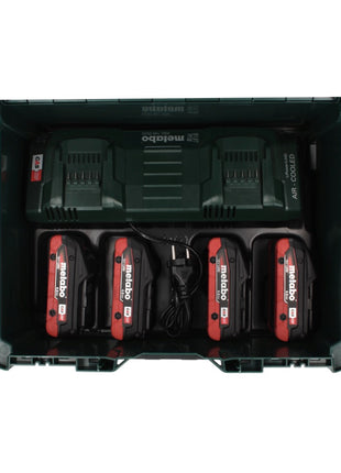 Set básico Metabo 18 V LiHD + 4x baterías 4,0 Ah + cargador ASC 145 DUO + ​​metaBOX