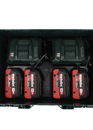 Set básico Metabo 18 V LiHD + 4x baterías 10,0 Ah + 2x cargador ASC 55 + metaBOX