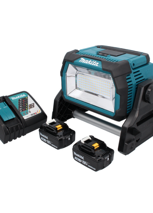 Makita DML 809 RF foco de construcción LED con batería 18 V 10000 lm + 2x baterías 3,0 Ah + cargador