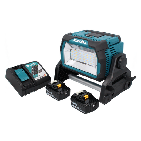 Makita DML 809 RM Foco de construcción LED con batería 18 V 10000 lm + 2x baterías 4,0 Ah + cargador