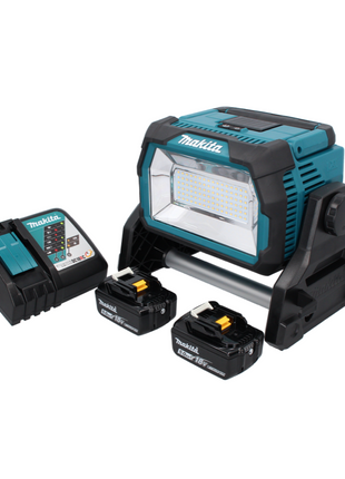 Makita DML 809 RT Projecteur de chantier LED sans fil 18 V 10000 lm + 2x batterie 5,0 Ah + chargeur