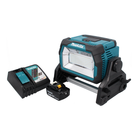 Makita DML 809 RG1 Faro da cantiere LED a batteria 18 V 10000 lm + 1x batteria ricaricabile 6,0 Ah + caricatore